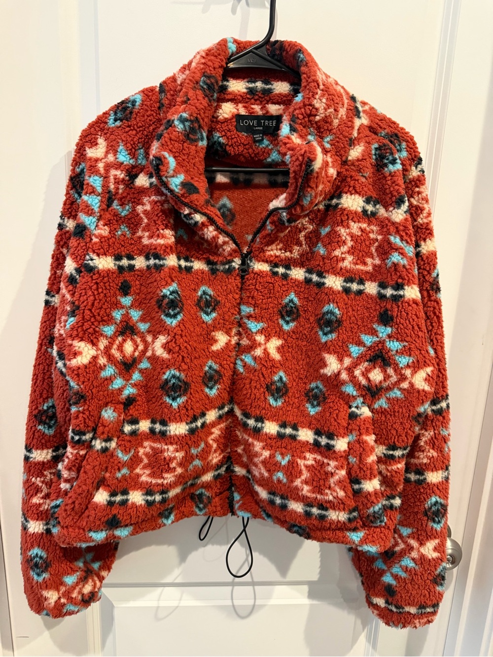 Love Tree Cropped Sherpa Zip Jacket Size Large